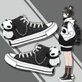 PandaX™ – High Top Canvas Sneakers with Plush Panda