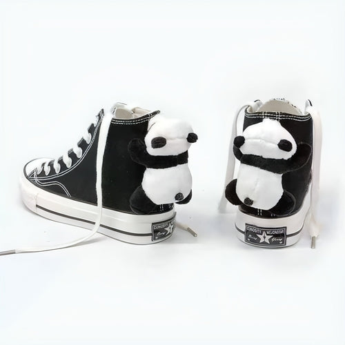 PandaX™ – High Top Canvas Sneakers with Plush Panda