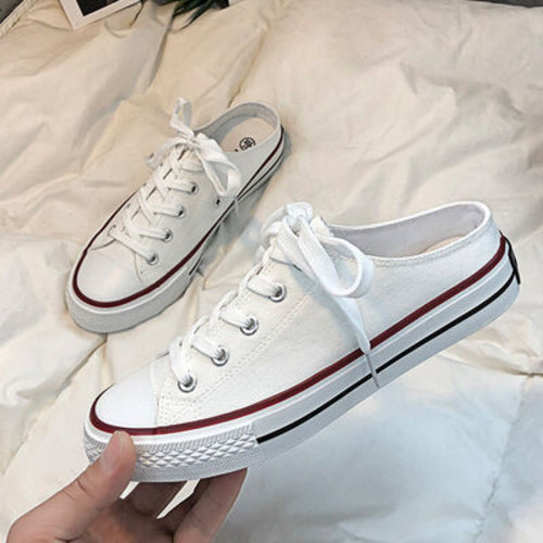 Round Toe Lace-Up Canvas Sneakers