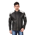 Black and White Design Faux leather Jacket For Man (Size-XL)