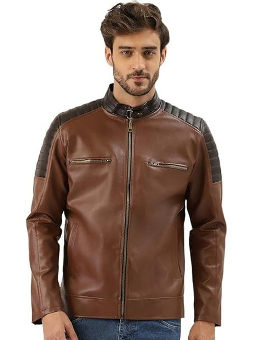 Men's Leather Jacket for Winters (Size-L) (Color-BROWN)